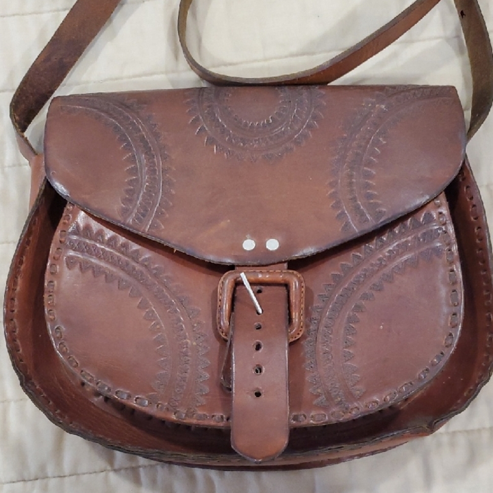Artisan Brown Leather Crossbody Bag